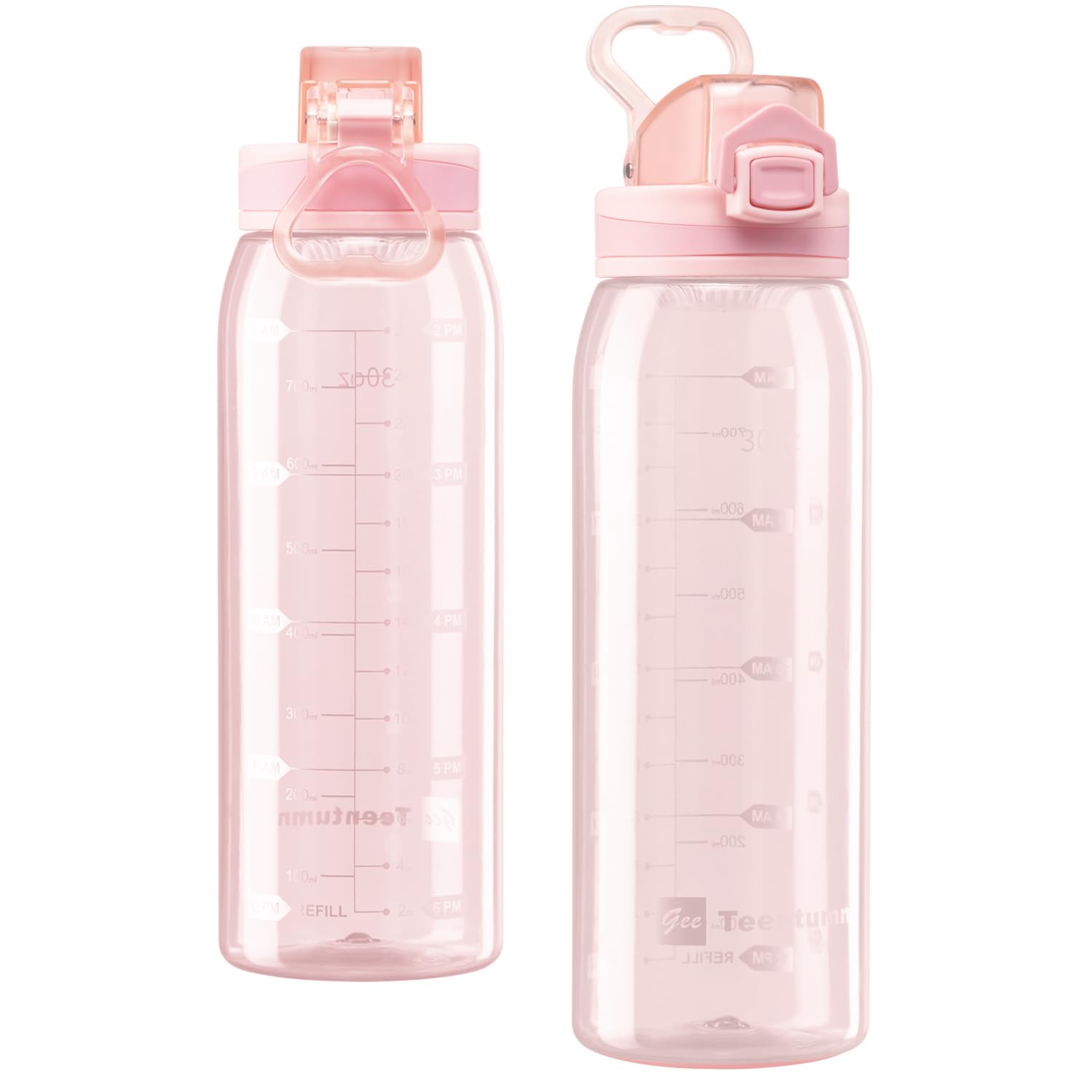 30oz Sport Water Bottle with Time Markers, Large Durable Gym Plastic Bottle Tritan BPA Free for Fitness, School, Outdoor Enthusiasts, Leakproof Clear (Pack of 1)