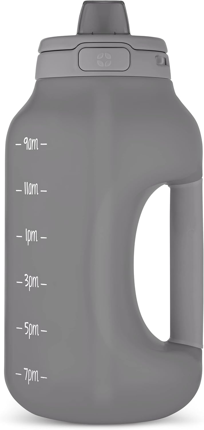 Ello Hydra 64oz Half Gallon Water Jug with Handle and Motivational Time Markers for All Day Hydration, Plastic Reusable Water Bottle with Straw and Locking, Leak Proof Lid, BPA Free