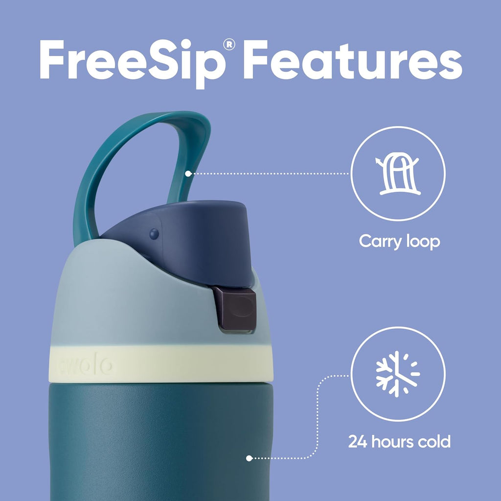 Owala FreeSip Insulated Stainless Steel Water Bottle with Straw, BPA-Free Sports Water Bottle, Great for Travel, 24 Oz, Denim,Pack of 15