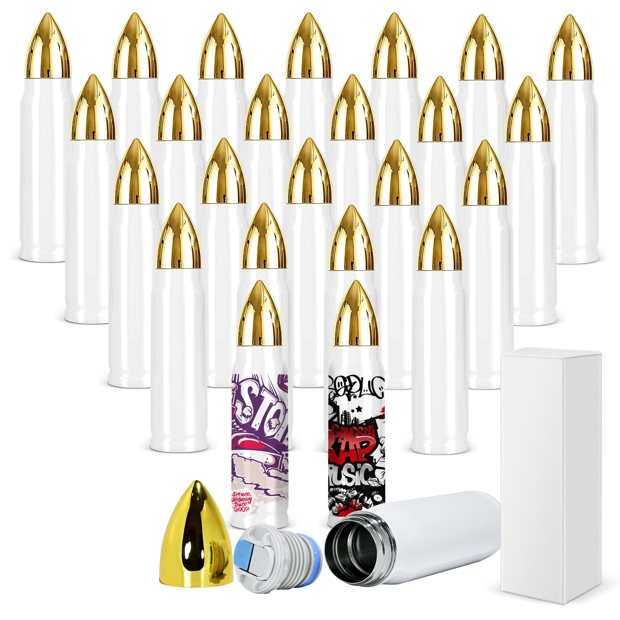 30 Pack Sublimation Water Bottle Blanks 20 oz Sublimation Sports Water Bottle with Handle Stainless Steel Sublimation Tumbler Blanks with Lids and Straws, Individually Box, White, DIY Gift